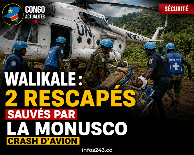 Walikale : la MONUSCO sauve deux rescapés du crash d’avion